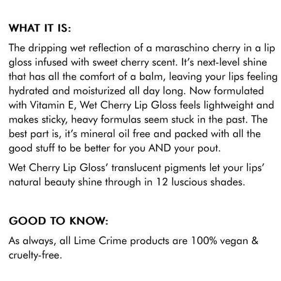 Lime crime wet cherry gloss *NIB* - Picture 5 of 5